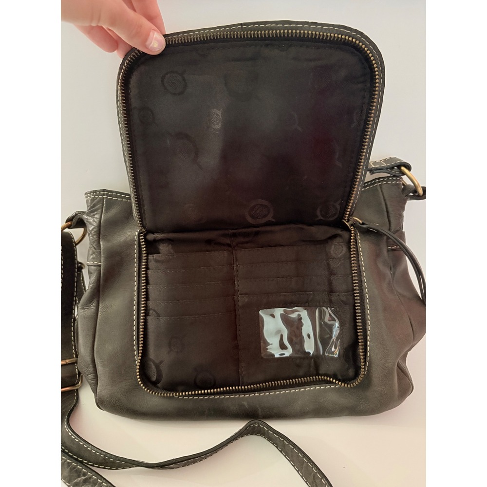 Born Crossbody Bag Womens Brown Genuine Leather Organizer Pocket Small Hook Loop - Picture 5 of 11
